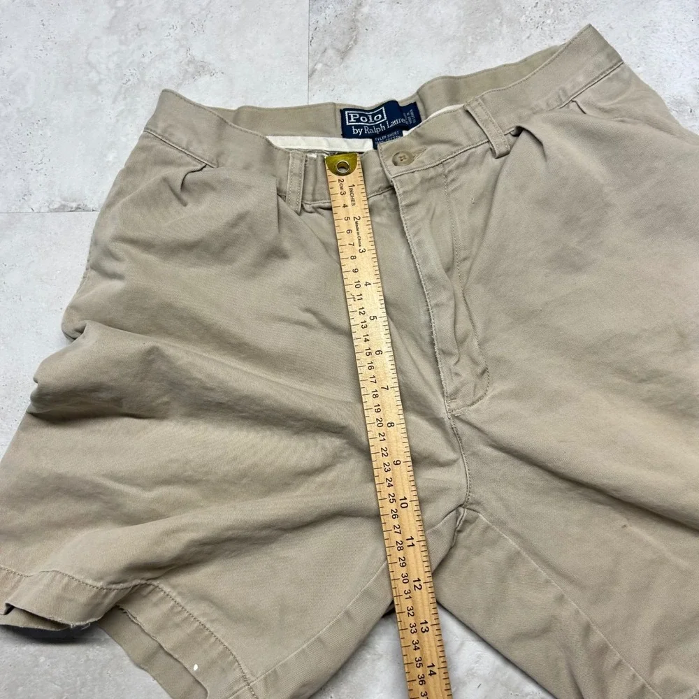 Polo Ralph Lauren Tyler Short Khaki Tan Mens 32 Pleated Cotton Chino Casual